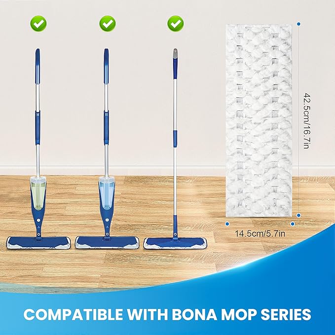 50 Pack Disposable Microfiber Cleaning Mop Pads for Bona Mop Series | Heavy Duty Disposable Sweeping Pad Replacement Refill