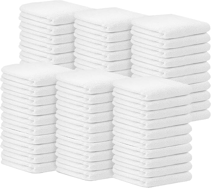 Avalon Towels Bar Towels (Pack of 60) Size 14x17 Inches – 100% Cotton, Absorbent and Reusable Cleaning Rags, Multipurpose Cleaning Towels, Terry Cloth Rags, Durable Shop Rags (White)