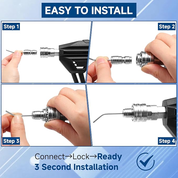 Pressure Washer Nozzle Kit, 8 Pack, 1-2 GPM | Power Washer Needle Tips for Car, Washing Machine, AC Coil, Water Heater, Appliance Cleaning, 1/4” Quick Connect