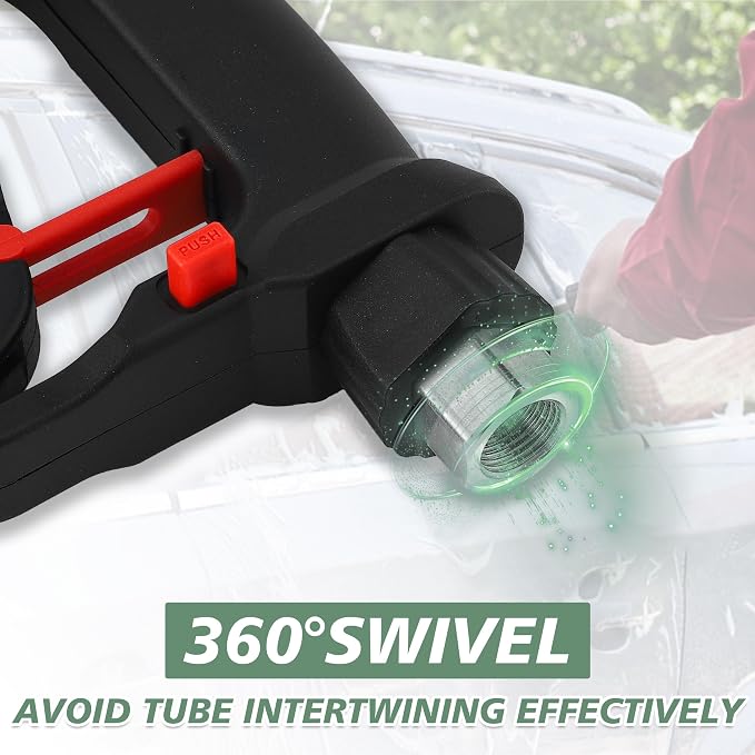 RIDGE WASHER Pressure Washer Gun 5000 PSI, 12 GPM, M22 Fitting | Detachable M22 14 Male to 1/4" Quick Connect, 360° Swivel 3/8'' NPT Thread