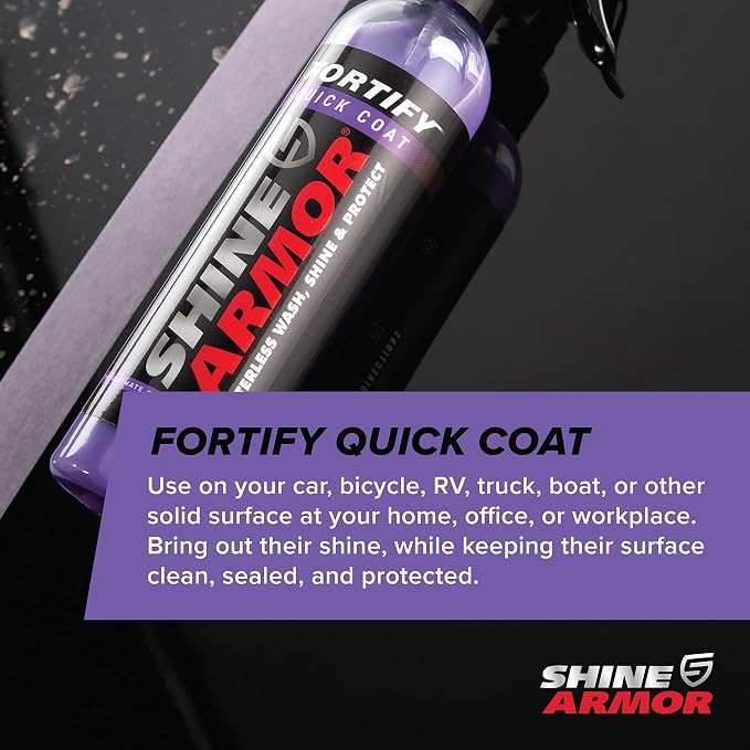SHINE ARMOR Fortify Quick Coat - 8oz Ceramic Waterless Detailer Spray | 3-in-1 Wash, Wax & Nano-Ceramic Coating | Mirror Shine, Zero Streaks, No Dust Residue | 6-12 Month Protection | Made in USA | 8 Fl Oz - Waterless Wash, Wax and SiO2 Sealant Adds Sl...