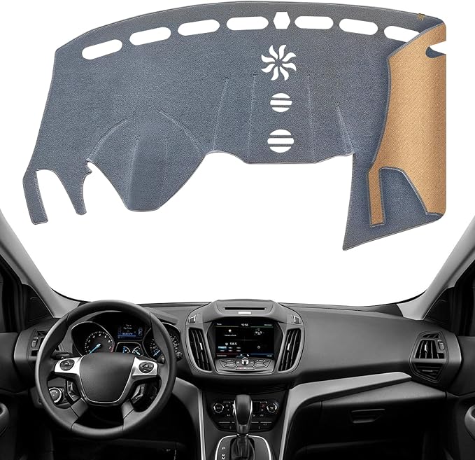 Dashboard Cover Dash Mat Fit for Fo-rd Escape 2019-2013 (Without HUD Models),Car Dash Board Mat Anti-Glare Carpet,Non-Slip Pad Sunshield Protector (Grey)