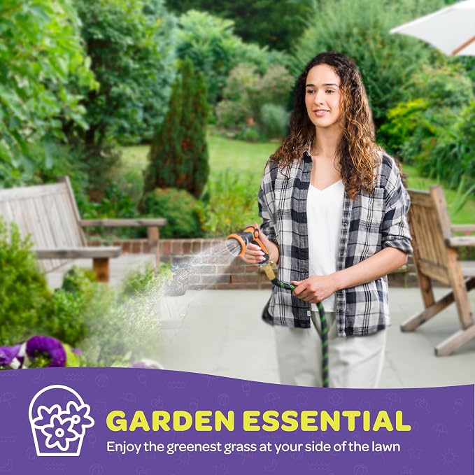 Hose Nozzle [Orange] Heavy Duty Hose Sprayer With 10 Adjustable Watering Patterns. Thumb Control Design, Comfortable Ergonomic Grip, Garden Hose Nozzle for Watering Plants & Lawns/Fun showers/Cleaning
