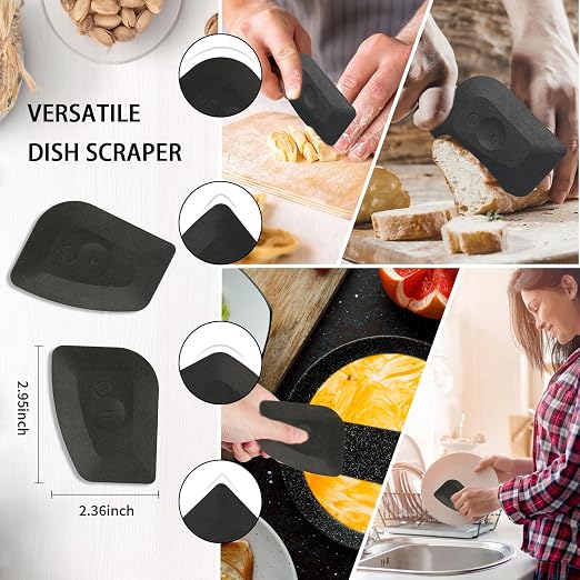 Cast Iron Scrubber with Pan Scraper, 316 Chainmail Scrubber, Upgraded Chain Mail Scrubber Sponge, Cast Iron Cleaner for Grill Pan Skillet Wok Carbon Steel, Dutch Oven Metal Brush Cleaning Kit, Blue
