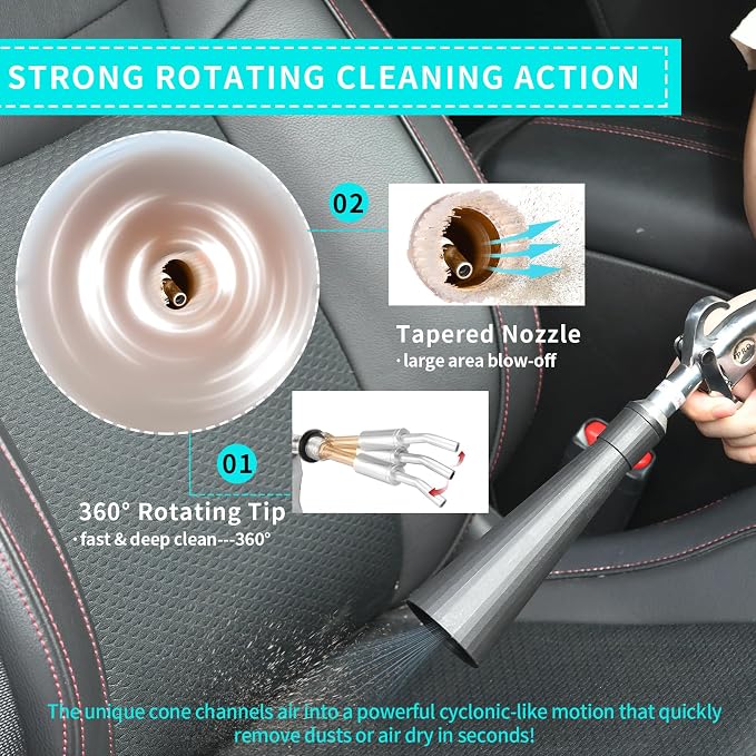 GOCCIDA Air Blower Gun Interior Car Detailing Tools for Car Detailing | Car Detailing Kit Interior Cleaner,Car Detailing Tools for Car Quickly Blasts Dirt and Dust with Nozzle and Dusting Brush