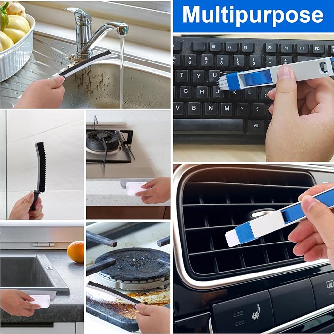 XANGNIER Window Track Cleaning Tools,Window Sill Cleaner Tool Kit,10 Pcs | Sliding Door Track Cleaner,Groove Crevice Seal Cleaning Brush for Tile Lines/Shutter/Car Vents/Air Conditioner/Keyboard