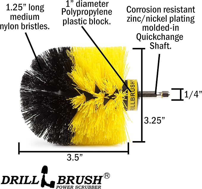 Bath Mat - Bathtub - Sink - Toilet - Bidet - Flooring - Grout Cleaner | Drill Brush - The Original Drillbrush Power Scrubber - Bathroom Accessories - Shower Cleaner - Scrub Brush - Shower Curtain