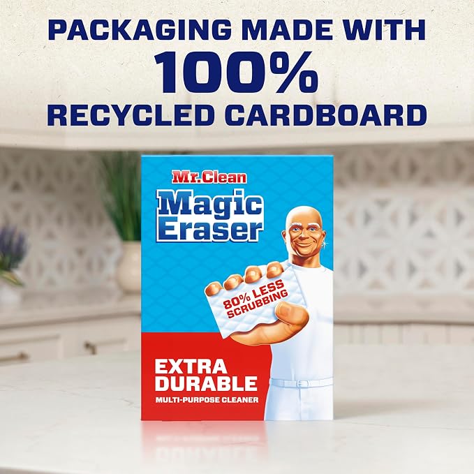 Mr. Clean Magic Eraser, All Purpose Cleaner, Cleaning Scrubber, Wall, Sneaker, Kitchen, Bathroom, Shower, Melamine Sponge, Pads, Extra Durable, 7ct