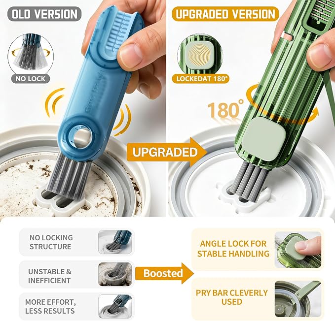2Pcs 4 in 1 Cup Lid Gap Cleaning Brush Set,Multifunctional Crevice Cleaning Brush for Bottle,Multipurpose Bottle Cleaner with Compact Design Tiny Silicone Cup Holder Cleaner Tool,Kitchen Gadgets