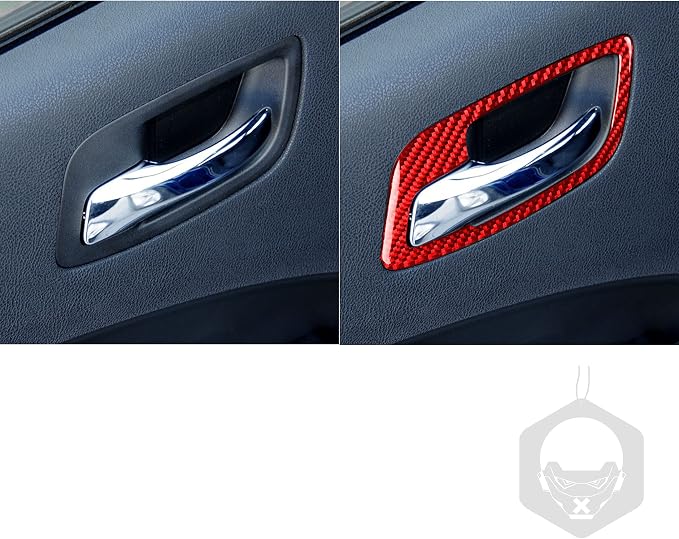 Door Handle Trim Fit for Dodge Charger/Chrysler 300 2011-2023 | Real Carbon Fiber | Accessories | Door Handle Surround Trim Stickers | Anti-scratch | Self-adhesive | Red