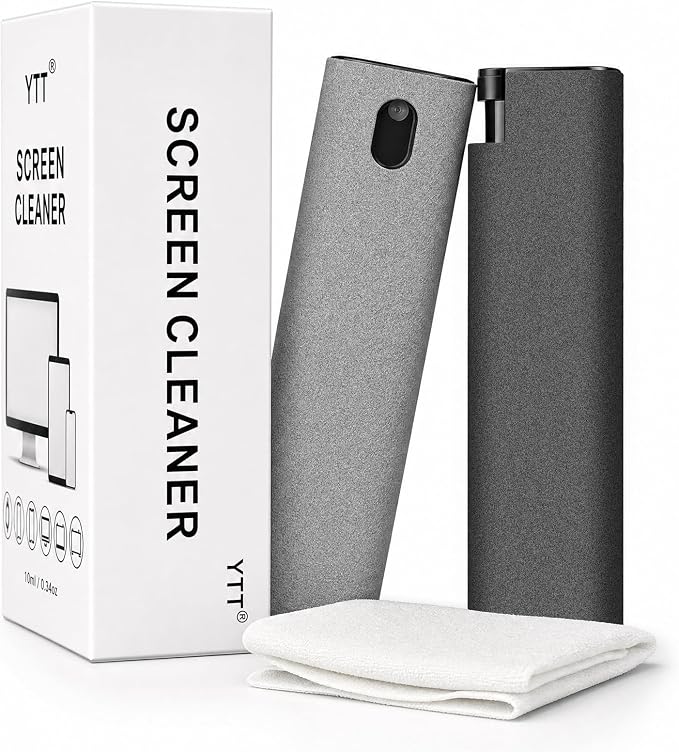 YTT Screen Cleaner, Screen Cleaner Spray Kit with Ultra-Fine Microfiber Cloth, Touchscreen Mist Cleaner for iPhone, iPad, MacBook, Laptop, Monitor & TV, Streak-Free Cleaner, Gray & Light Gray, 2 Pack