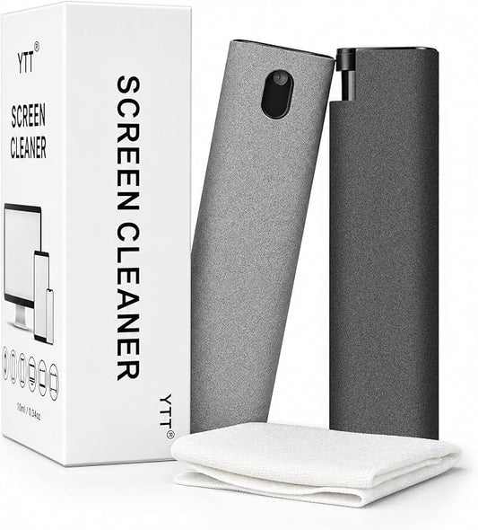 YTT Screen Cleaner, Screen Cleaner Spray Kit with Ultra-Fine Microfiber Cloth, Touchscreen Mist Cleaner for iPhone, iPad, MacBook, Laptop, Monitor & TV, Streak-Free Cleaner, Gray & Light Gray, 2 Pack