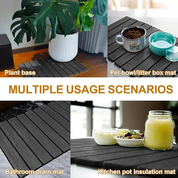 Large Stone Dish Drying Mat for Kitchen Counter, 24"×16" Quick Dry Collapsible Diatomaceous Earth Mat – Super Absorbent Foldable Drying Pad for Dishes (Dark Gray, 23.2" x 15.4")