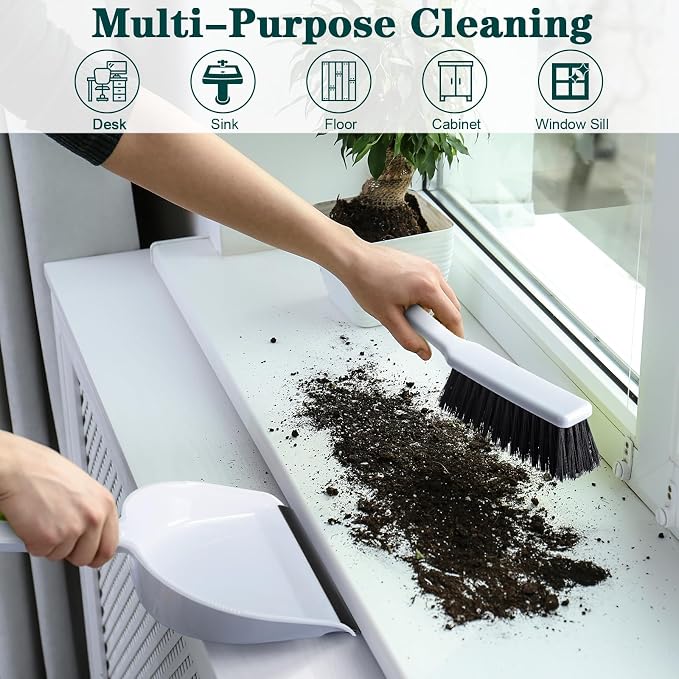 Zubebe 18 Pcs Mini Dustpan and Brush Set, Small Broom and Dustpan Set Small Cleaning Brush Portable Hand Broom Set for Home Office Kitchen Table Desktop Floor Cleaning Supplies