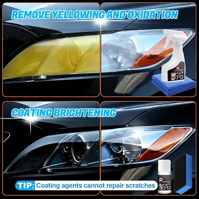 Headlight Restoration Kit, Headlight Cleaner: Erase Yellowing & Oxidation Restores Clarity with Long-Lasting UV Shield Headlight Cleaner and Restorer kit, Advanced Car Headlight Restoration Kit