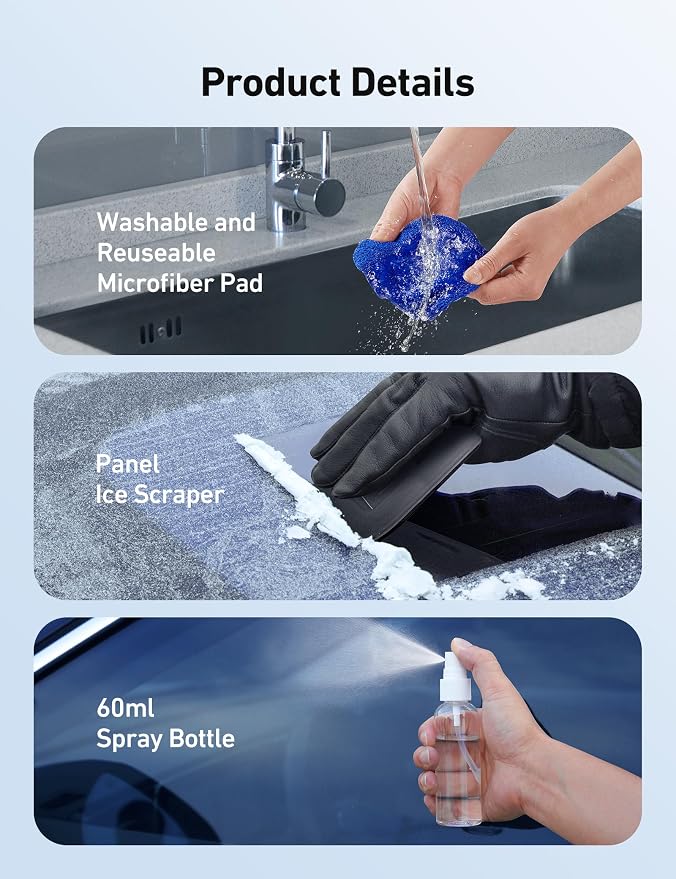 AstroAI Windshield Cleaner, Microfiber Window Cleaner with 4 Reusable Washable Large Sponge Pads, Extendable 180° Rotating Handle, Fits Cars & SUVs, Includes Spray Bottle, Blue