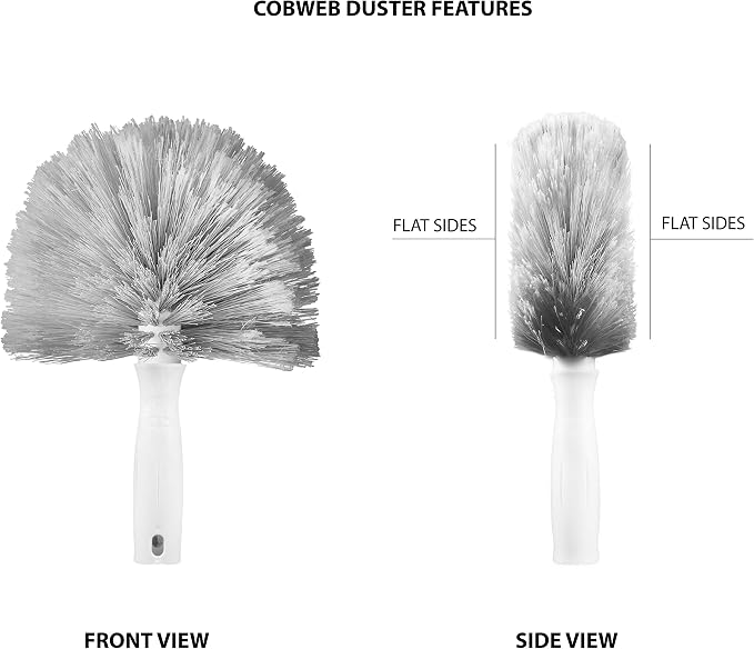 Unger Cobweb & Corner Duster – Dusters for Cleaning, Compatible with Telescopic Poles, Dusting Tools, Great for Ceilings, Moldings, HVAC & Floor Vents, and Corners, White/Black (Pack of 6)
