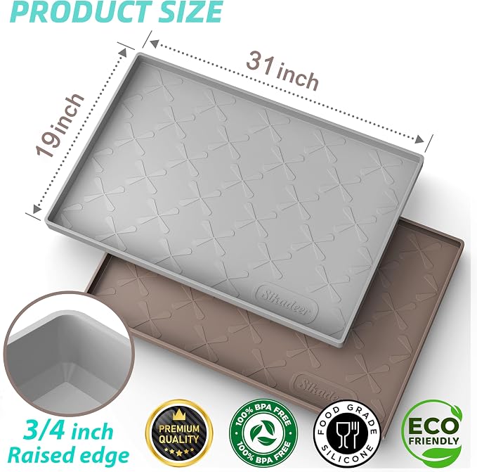 SIKADEER 31" x 19" Under Sink Mat Waterproof, Silicone Mat Kitchen Drawer Shelf and Cabinet Liner, Sink Protector for Kitchen Organizers and Storage, Boot Tray Pet Food Mats