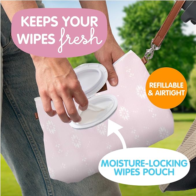 Bumco Diaper Clutch Bag - Portable Wipes Dispenser & Diaper Holder, Airtight Travel Baby Wipes Case, Wipe Dispenser Travel Baby Wipes Dispenser On the Go, Diaper Wristlet
