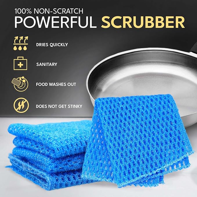 Non Scratch Dish Scrubbers for Cleaning Dishes (1PK) - Reusable Kitchen Sponge - Replace Dish Sponges for Washing Dishes - Best Household Scrubbing Pad & Alternative Dishwashing Scrub Pads Supplies