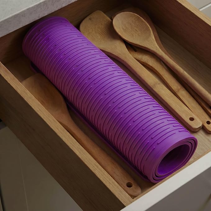 MicoYang Silicone Dish Drying Mat for Multiple Usage,Easy clean,Eco-friendly,Heat-resistant Silicone Mat for Kitchen Counter or Sink,Refrigerator or Drawer Liner Purple 4XL 32 inches x 18 inches