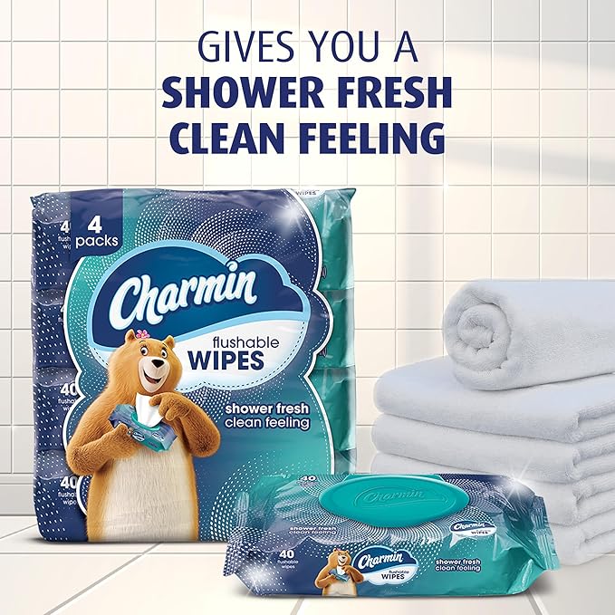 Charmin Flushable Wipes, 320 Total Wipes (8 Packs of 40)