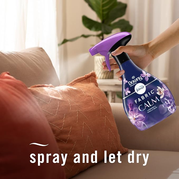 Febreze Fabric Spray & Carpet Heavy Duty Odor Fighter, Fabric Refresher, Multi-Use Deodorizer, Sneaker Balls Alternative, Couch & Linen Spray, Downy Calm & Rainforest Scents, 16.9oz, 2ct (1 of each)