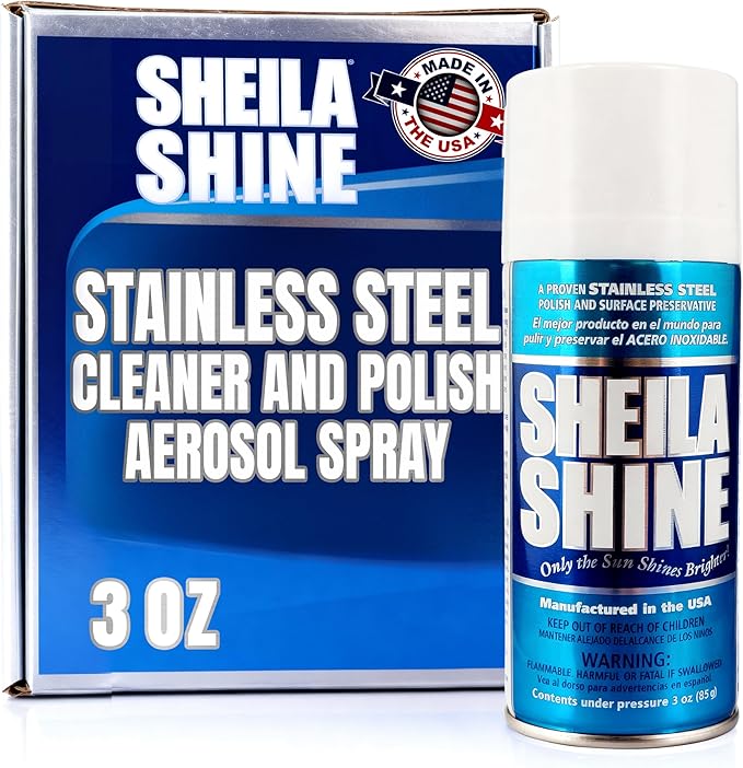 Sheila Shine 3oz Stainless Steel Cleaner and Polish - Cleans, Polishes & Protects Kitchen Appliances, Refrigerators, Sinks, Ovens & Grills - Residue, Streak Free Shine - Stainless Steel Cleaner Spray