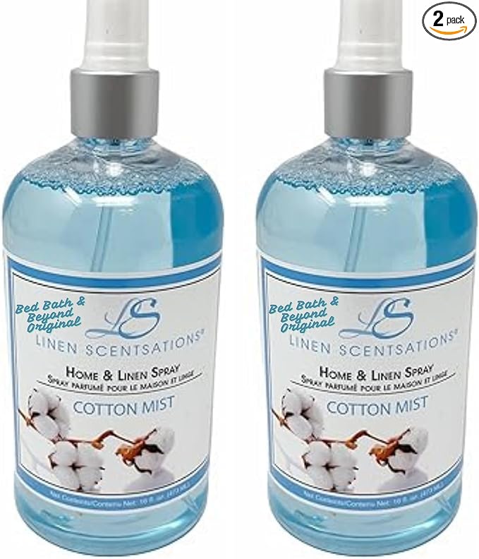 Linen Scentsations Fabric & Linen Spray, Cotton Mist, 16oz x2 | 2 Pack, 32oz Total, Odor Eliminator & Air Freshener, For Bedding, Clothes, Room & Pillow