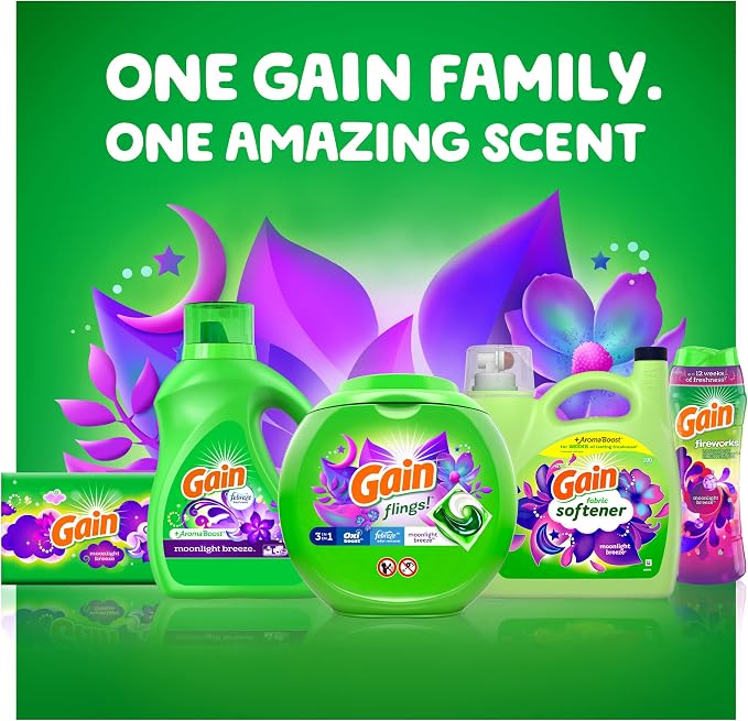 Gain Liquid Fabric Softener, Moonlight Breeze | 190 Loads | 140 fl oz | Pack of 2
