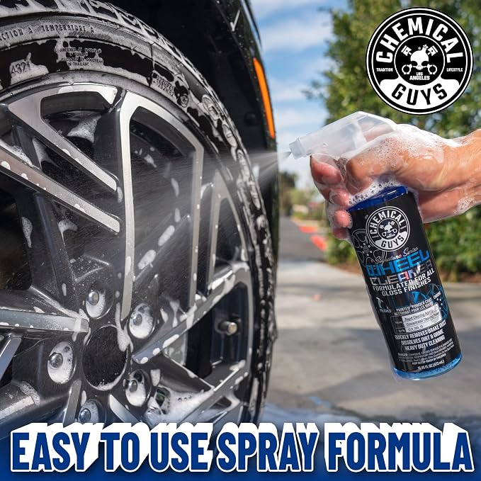 Chemical Guys CLD_203 Signature Series Wheel Cleaner, Formated For All Gloss Finishes, Safe for Cars, Trucks, SUVs, Motorcycles, RVs & More 128 fl oz (1 Gallon) | Fast-acting foaming spray clings to wheels to lift brake dust and road grime, safe on chr...