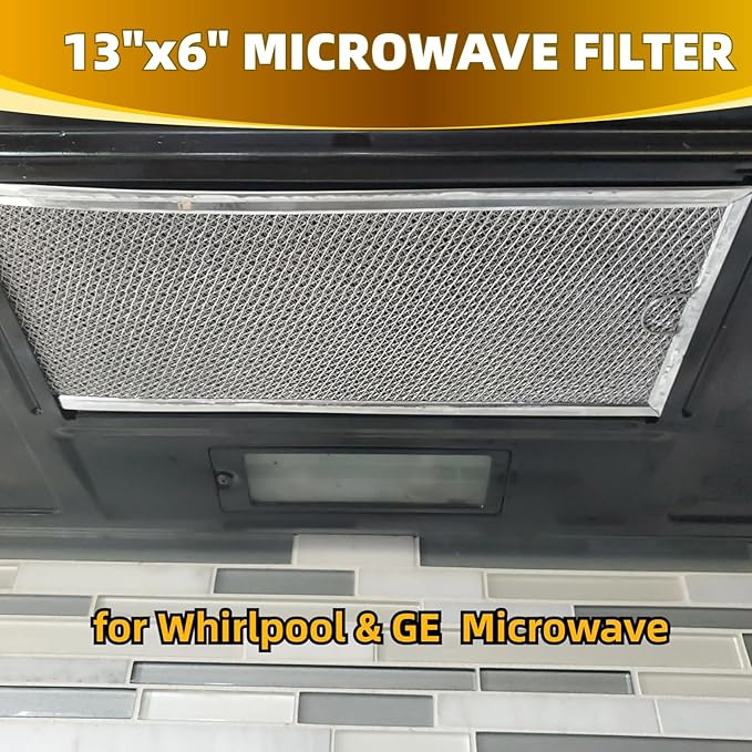 YUEERIO 13" x 6" Microwave Grease Filter Replacement 4Pack | for Whirlpool GE WB06X10596 W10208631A Microwave Oven vent Filter