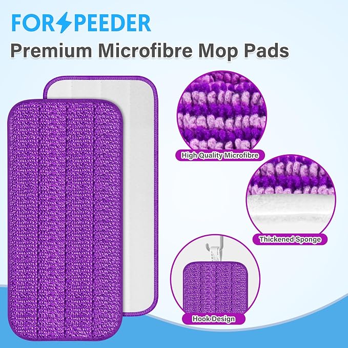Reusable Mop Pads for Swiffer WetJet, Wet Pads Refills for 12'' Spray Mop, Microfiber Refill Machine Washable Up to 100+ Floor Cleaning for All Kinds of Floor Types, 7 Pack