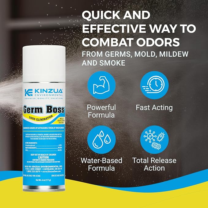 Germ Boss Strong Odor Eliminator, Fast-Acting Cleaning & Deodorizing Fogger, Mold Bomb Fogger for Smell Control with Fresh Scent, Covers Up to 1,000 cu ft, 6 oz, Pack of 3