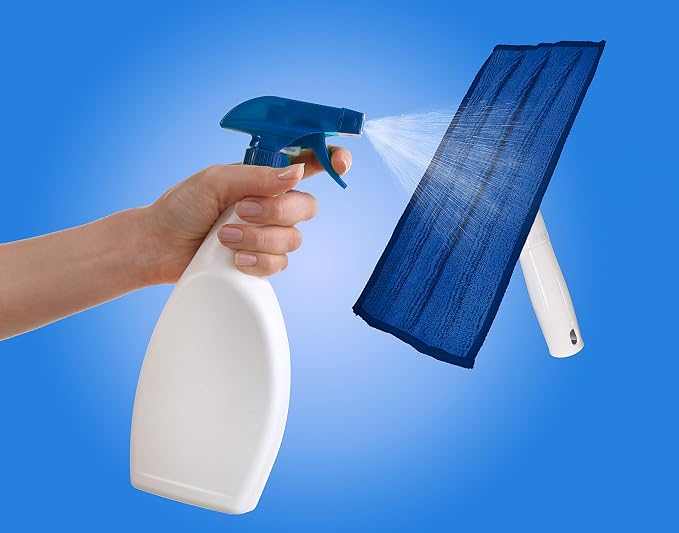 UNGER SpeedClean Indoor Window Cleaner, Household Cleaning Supplies, Works with Glass and Natural Cleaners and Solutions, Attracts Dust and Dirt, Reusable Microfiber Pad (Pack of 8)