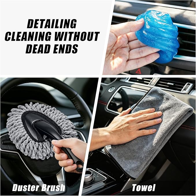 21PCS Car Detailing Kit Interior Cleaner - with Handheld Car Vacuum, Windshield Cleaning Tool, Detailing Brushes, Car Cleaning Supplies Kit for Women Men (Black)