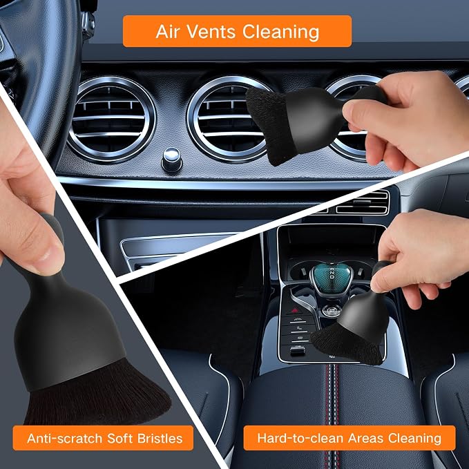 Qydipclin 11pcs Windshield Cleaner Tool, Car Window Cleaning Wash Kit with 6 Reusable Microfiber Pads 2 Spray Bottles and Extendable Handles Auto Glass Wiper Kit, Orange