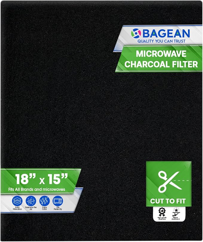 Cut to Fit Microwave Filter Replacement - 18” x 15” Activated Carbon Filter | Fits Samsung GE LG Frigidaire Whirlpool and More - Charcoal Oven Vent Filters Removes Odors and Freshens Air (1 Pack)