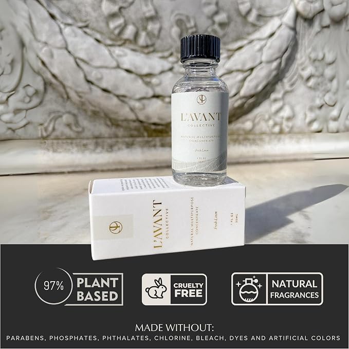 L'AVANT Collective Luxury Multipurpose Surface Cleaner Concentrate | All Purpose Cleaning Spray Refill, Plant-Based & Non-Toxic | Makes 16 Fl Oz, EPA Safer Choice | 1 Fl Oz | Fresh Linen
