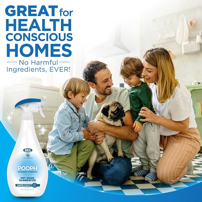 POOPH Plus Maximum Strength Pet Odor Eliminator Spray, 32 oz | Maximum-strength odor eliminator spray on carpets, furniture, litter boxes, and hard floors, 32 oz