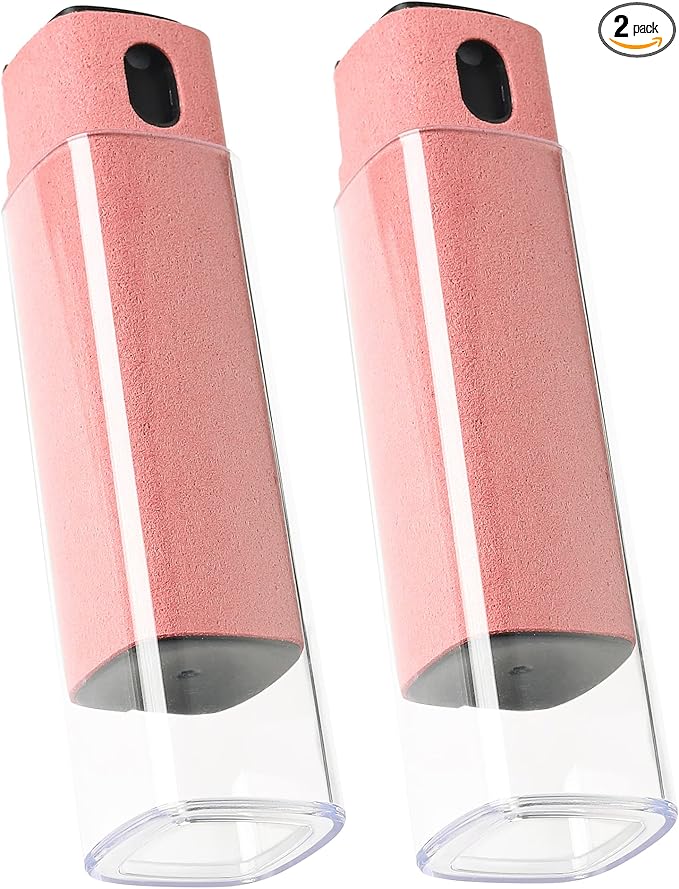 CUIUD Touchscreen Screen Cleaner Kit 2 Pcs, Phone, Tablet and Car Screen Cleaner, Two in One Spray and Microfiber Cloth(2 Pack Pink)