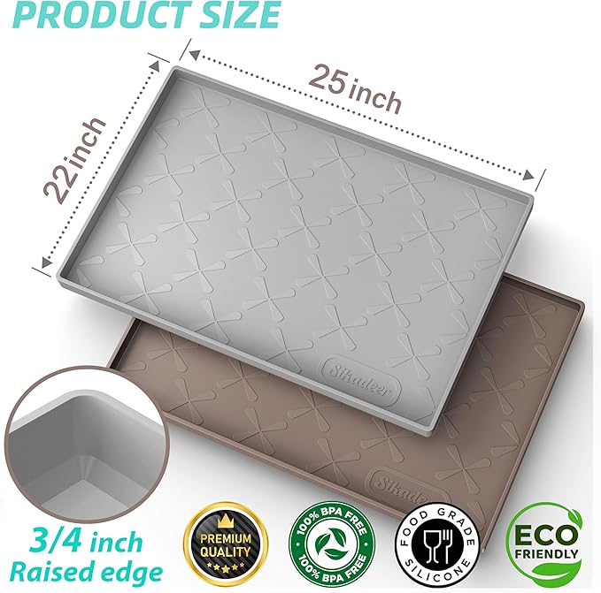 SIKADEER 25" x 22" Under Sink Mat Waterproof, Silicone Mat Kitchen Drawer Shelf and Cabinet Liner, Sink Protector for Kitchen Organizers and Storage, Boot Tray Pet Food Mats