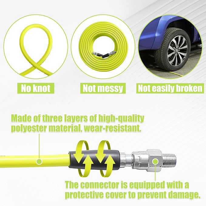 M MINGLE Sewer Jetter Kit for Pressure Washer 100 FT, Drain Cleaner Hose with Power Washer Gun, 1/4 Inch NPT Corner Rotating and Button Nose Sewer Jetting Nozzle, Orifice 4.0, 4.5