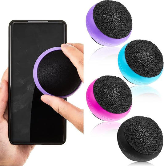 Suclain 4 Pack Screen Cleaner Balls Car Phone Screen Cleaning Cleaner Ball Microfiber Touch Cleaning Ball for Easter Computer Laptop Phone Monitor(Black, Blue, Rose Red, Purple)