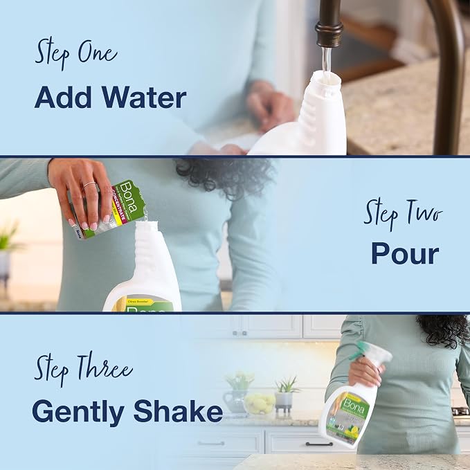 Bona Multi-Surface Floor Cleaner Concentrate, Lemon Mint Scent, 1 fl oz, Pack of 4 (Makes 128 fl oz) Spray Mop and Spray Bottle Refill – For Use on Stone, Tile, Laminate, and Vinyl Floors