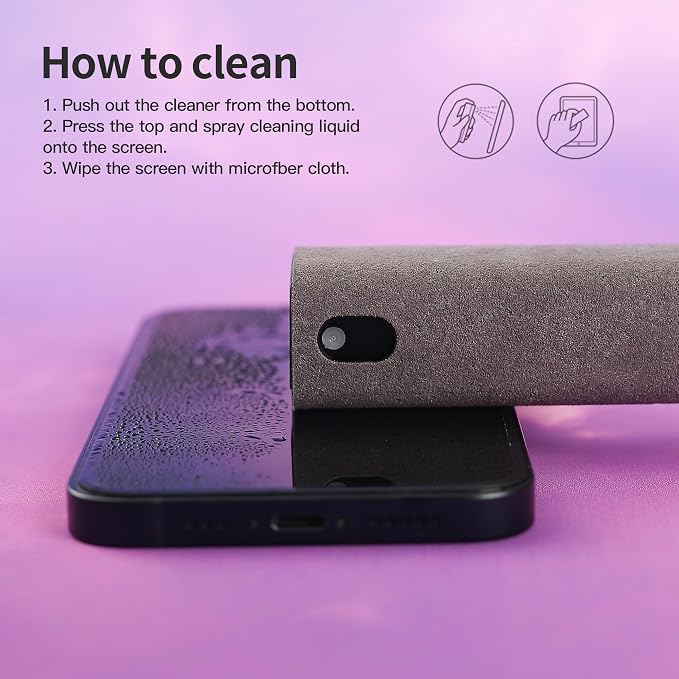 CUIUD Screen Cleaner Kit 3 Pcs, Two in One Screen Cleaner Spray and Wipe, Touchscreen Mist Cleaner Spray Bottle for Phone/Laptop/Tablet/TV/Monitor/Car Screens
