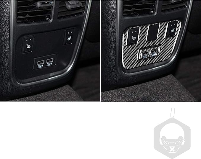 Real Carbon Fiber Trim for Dodge Charger Chrysler 300 Accessories | for Charger 2011+ Chrysler 300 2011-2023 Rear USB Panel Sticker Interior Thick Overlay Decal - A