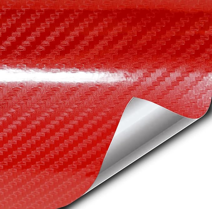 VVIVID Epoxy High Gloss Carbon Vinyl Automotive Wrap Film DIY Easy to Install No Mess (10ft x 5ft, Red)