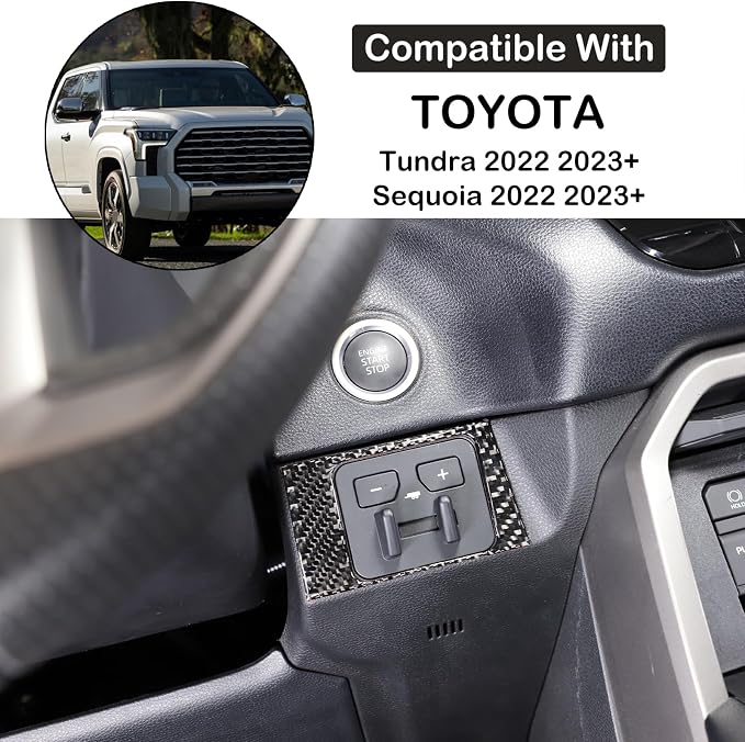 Car Center Control Brake Gain Switch Decorative Frame Sticker Compatible with Toyota Tundra/Sequoia 2022-2024 Real Carbon Fiber Brake Gain Switch Panel Protect Cover Trim Sticker Interior Accessories