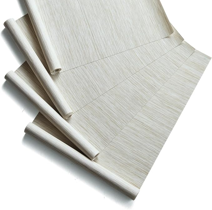 Replacement Fabric Panels for Sliding Glass Door (4-Pack, 23"x96"), Fabric Only, Natural Woven Blind Slats, Trimmable, Sheer, Track & Bottom Rail Not Included,Beige Cream